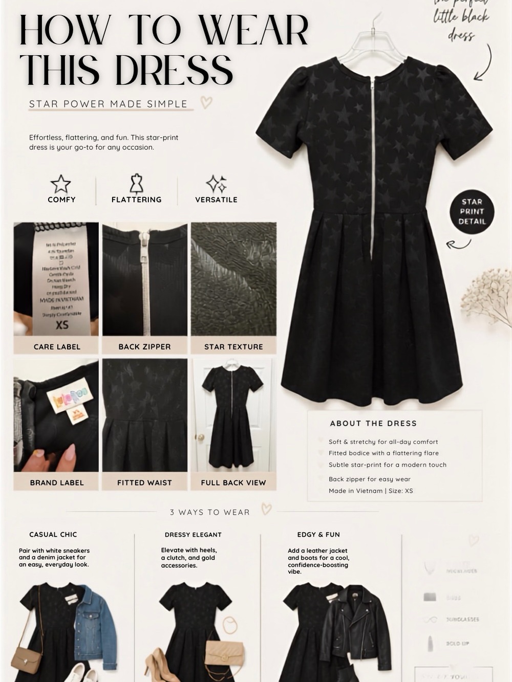 LuLaRoe Little Black Star-Print Dress - LBD